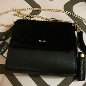 Ralph Lauren Womens Black Crossbody w/Gold Accents